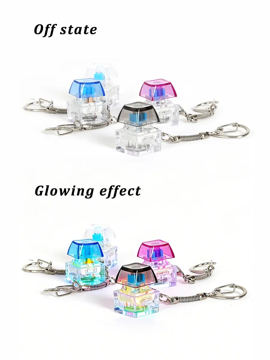 Single-Key LED Glowing Keyboard Keychain Fidget Toy, Stress Reliever for Anxiety & ADHD, Cool Novelty Gift for Kids, Fashion Accessory, Unisex, Casual Wear, Finger Clicker, Fidgets, Glow Click Toy