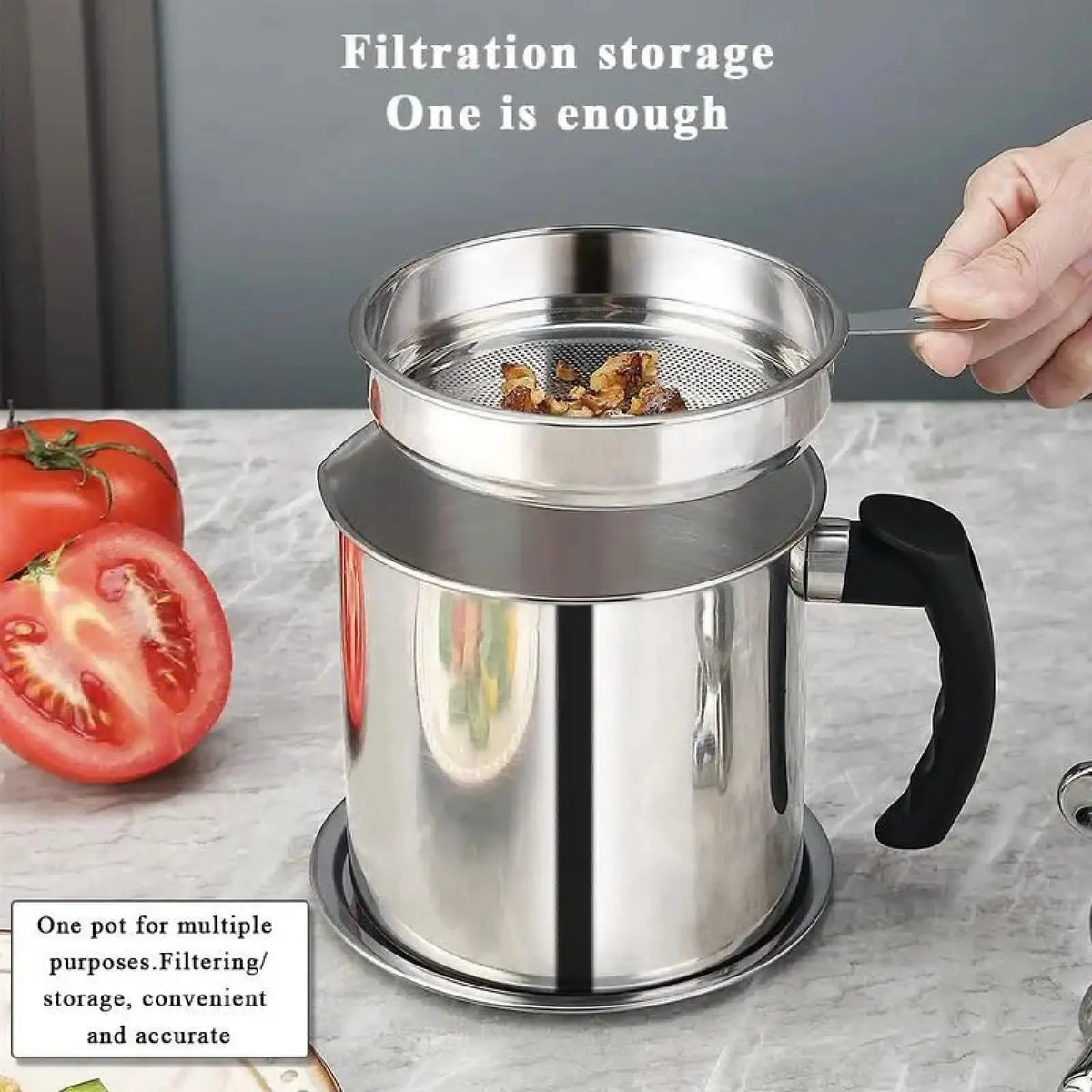 1 Count Modern Kitchen Oil Dispenser with Tray &amp; Lid,Stainless Steel Oil Pot with Filter,Bacon Grease Container, Cooking Oil Can, Kitchenware, Utensils, Kitchen Gadgets