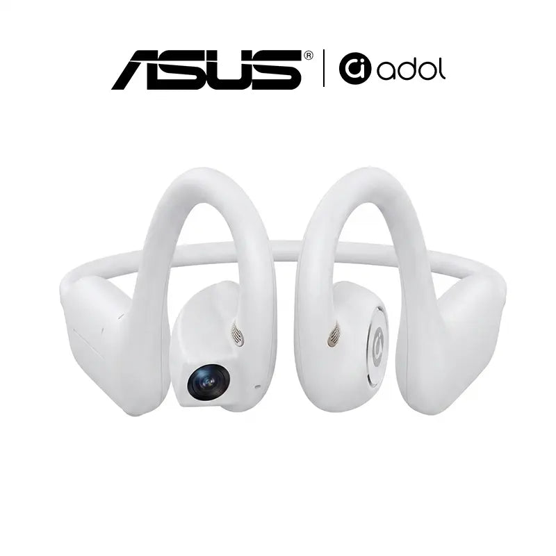ASUS Adol OWS-G206 On-Ear Wireless Bluetooth Headphones - Audio Device with 8MP EIS Stab. Camera, First-Persp., Waterproof Design