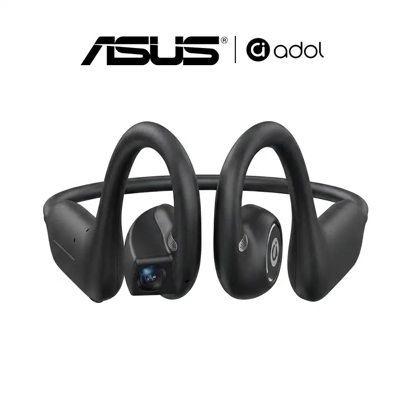 ASUS Adol OWS-G206 On-Ear Wireless Bluetooth Headphones - Audio Device with 8MP EIS Stab. Camera, First-Persp., Waterproof Design
