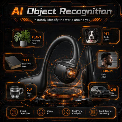 ASUS Adol OWS-G206 On-Ear Wireless Bluetooth Headphones - Audio Device with 8MP EIS Stab. Camera, First-Persp., Waterproof Design