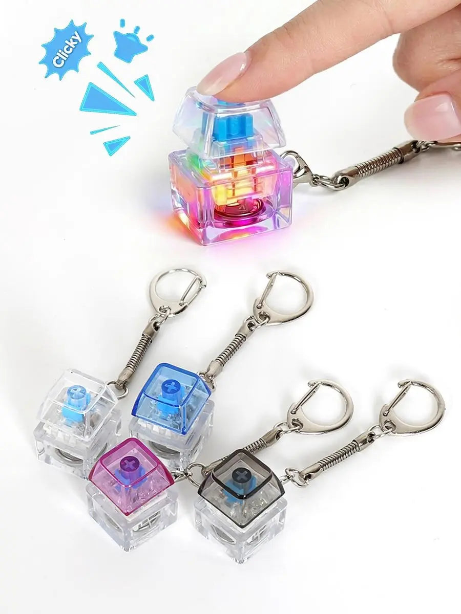 Single-Key LED Glowing Keyboard Keychain Fidget Toy, Stress Reliever for Anxiety & ADHD, Cool Novelty Gift for Kids, Fashion Accessory, Unisex, Casual Wear, Finger Clicker, Fidgets, Glow Click Toy