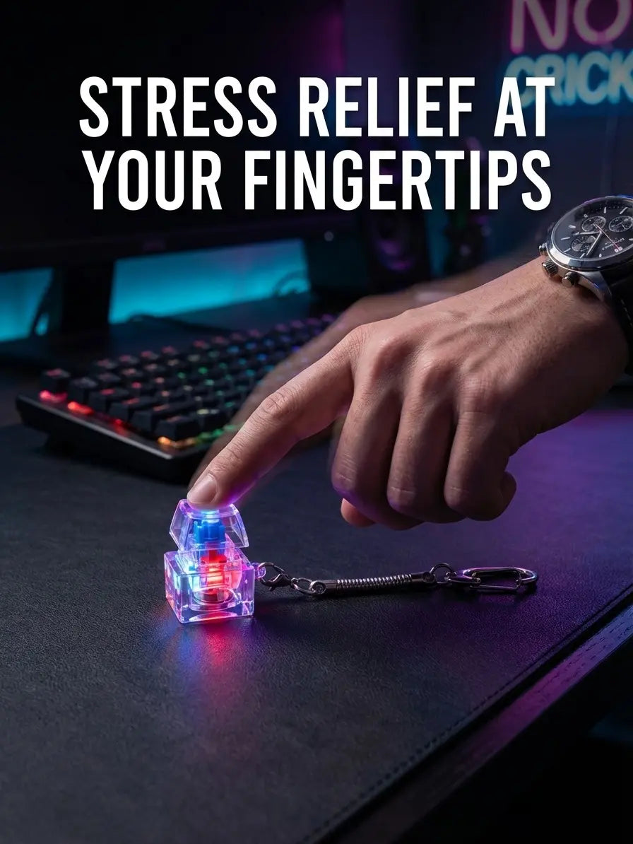 Single-Key LED Glowing Keyboard Keychain Fidget Toy, Stress Reliever for Anxiety &amp; ADHD, Cool Novelty Gift for Kids, Fashion Accessory, Unisex, Casual Wear, Finger Clicker, Fidgets, Glow Click Toy