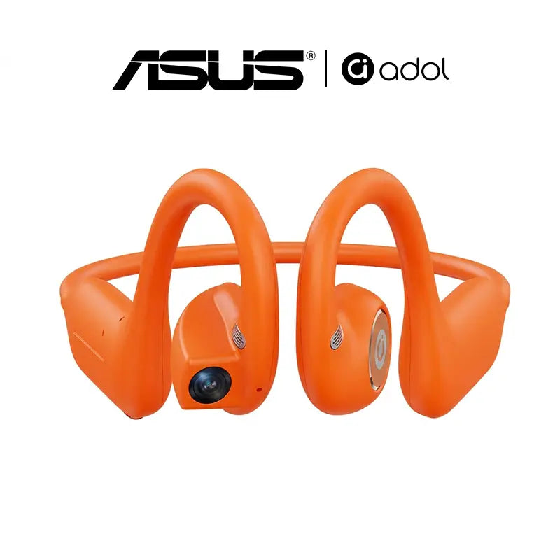 ASUS Adol OWS-G206 On-Ear Wireless Bluetooth Headphones - Audio Device with 8MP EIS Stab. Camera, First-Persp., Waterproof Design