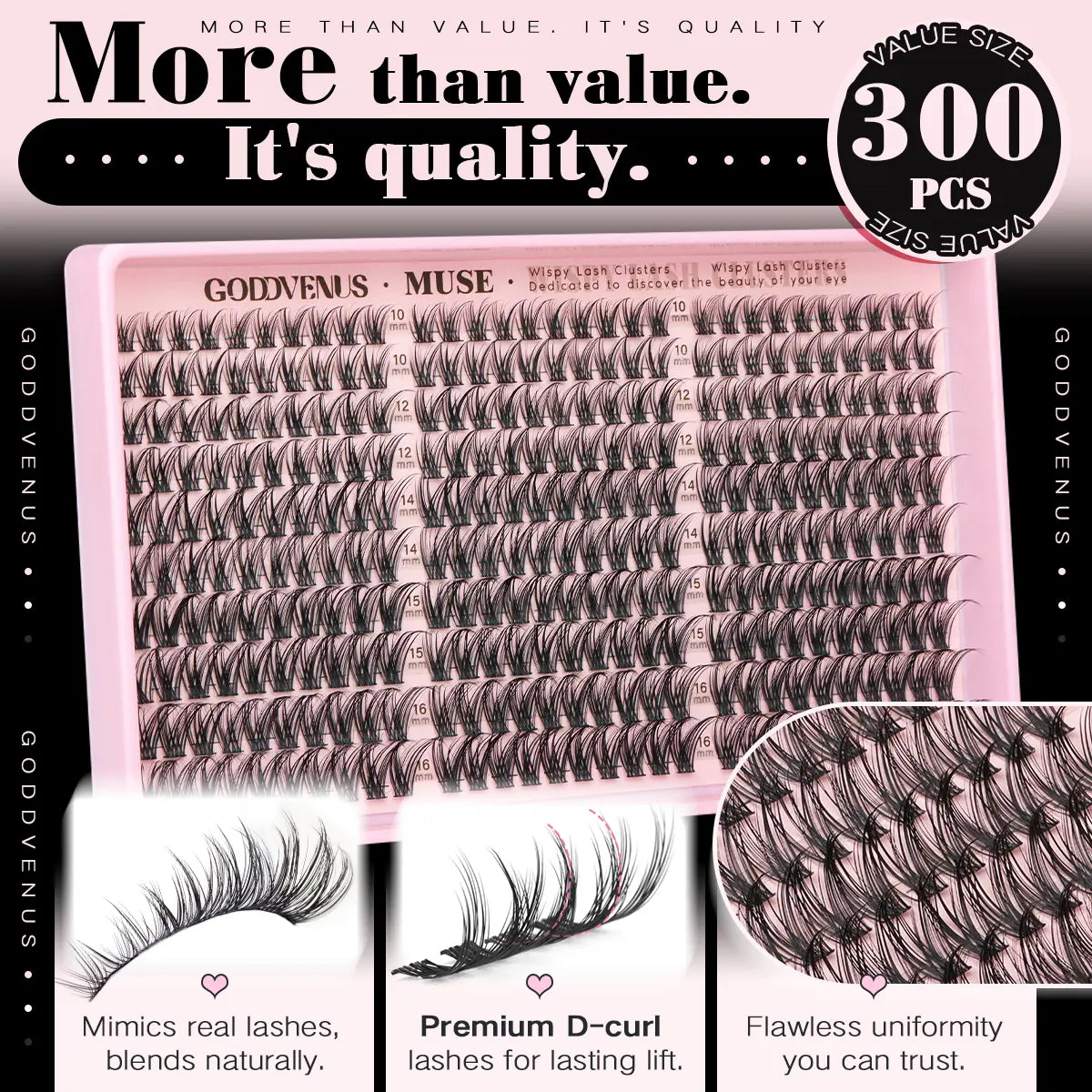 【Live】Goddvenus Muse Lash Clusters Kit Wispy Natural DIY Extension 10-16Mm for Clean Makeup Daily Flawless Look Lightweight Beginner Friendly Eyelash Eyelashes