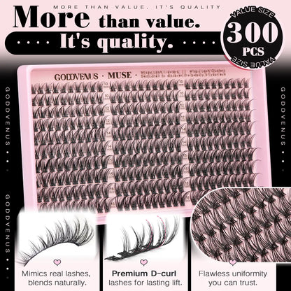 【Live】Goddvenus Muse Lash Clusters Kit Wispy Natural DIY Extension 10-16Mm for Clean Makeup Daily Flawless Look Lightweight Beginner Friendly Eyelash Eyelashes