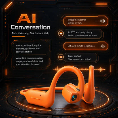 ASUS Adol OWS-G206 On-Ear Wireless Bluetooth Headphones - Audio Device with 8MP EIS Stab. Camera, First-Persp., Waterproof Design