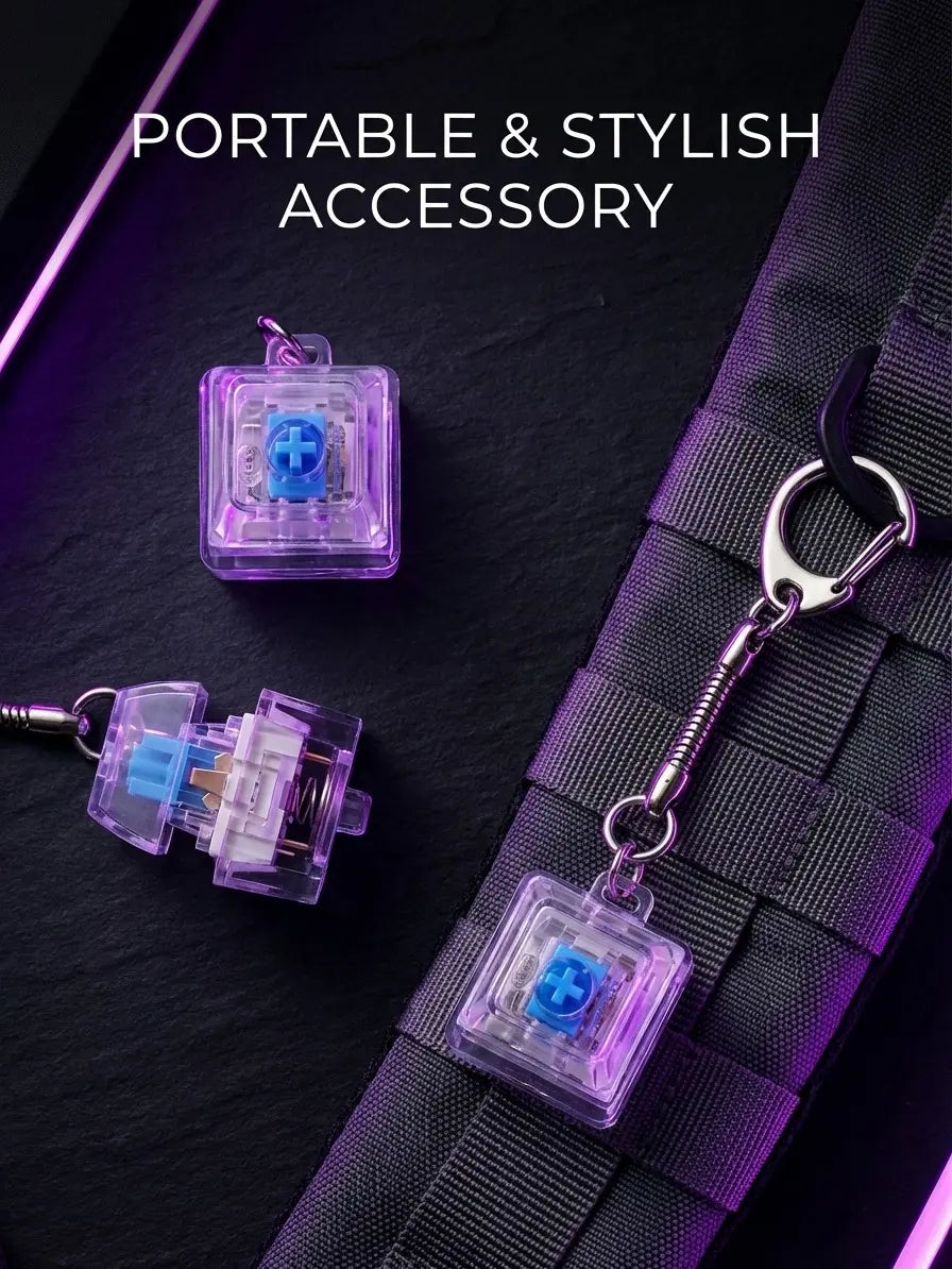 Single-Key LED Glowing Keyboard Keychain Fidget Toy, Stress Reliever for Anxiety &amp; ADHD, Cool Novelty Gift for Kids, Fashion Accessory, Unisex, Casual Wear, Finger Clicker, Fidgets, Glow Click Toy