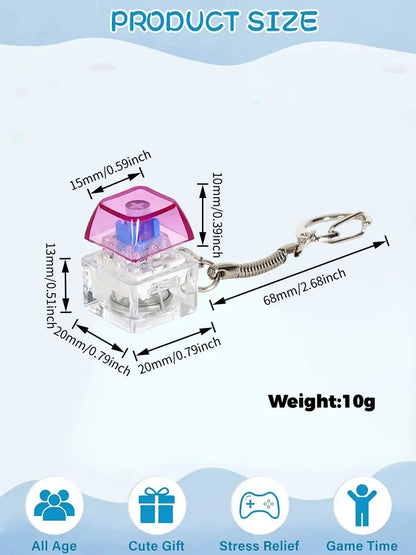Single-Key LED Glowing Keyboard Keychain Fidget Toy, Stress Reliever for Anxiety &amp; ADHD, Cool Novelty Gift for Kids, Fashion Accessory, Unisex, Casual Wear, Finger Clicker, Fidgets, Glow Click Toy