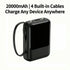 20000Mah Portable Power Bank (Portable Charger) with Built-In 4 Retractable Cables, LED Digital Display, Dual USB Output, LED Light Flashlight, Lanyard, Micro Plug for Mobile Devices, Iphone, Android Smartphones & Electronics (Device Protection Included)