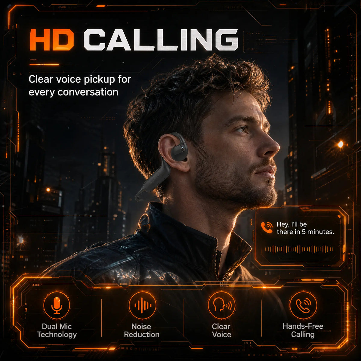 ASUS Adol OWS-G206 On-Ear Wireless Bluetooth Headphones - Audio Device with 8MP EIS Stab. Camera, First-Persp., Waterproof Design