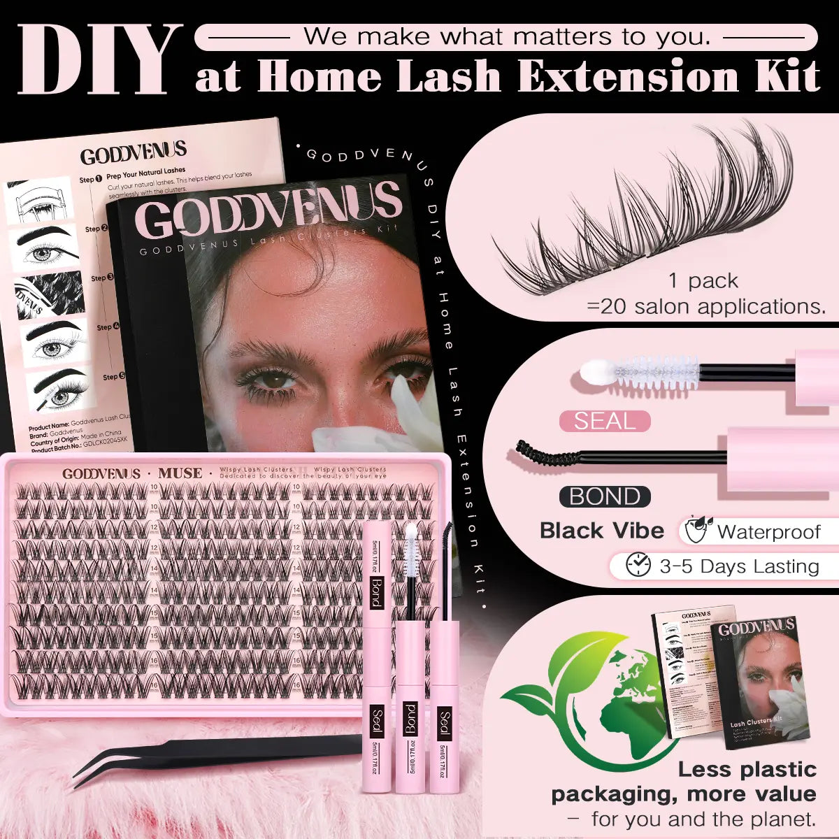 【Live】Goddvenus Muse Lash Clusters Kit Wispy Natural DIY Extension 10-16Mm for Clean Makeup Daily Flawless Look Lightweight Beginner Friendly Eyelash Eyelashes