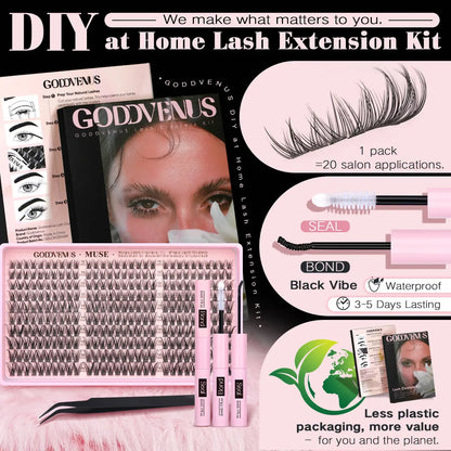 【Live】Goddvenus Muse Lash Clusters Kit Wispy Natural DIY Extension 10-16Mm for Clean Makeup Daily Flawless Look Lightweight Beginner Friendly Eyelash Eyelashes