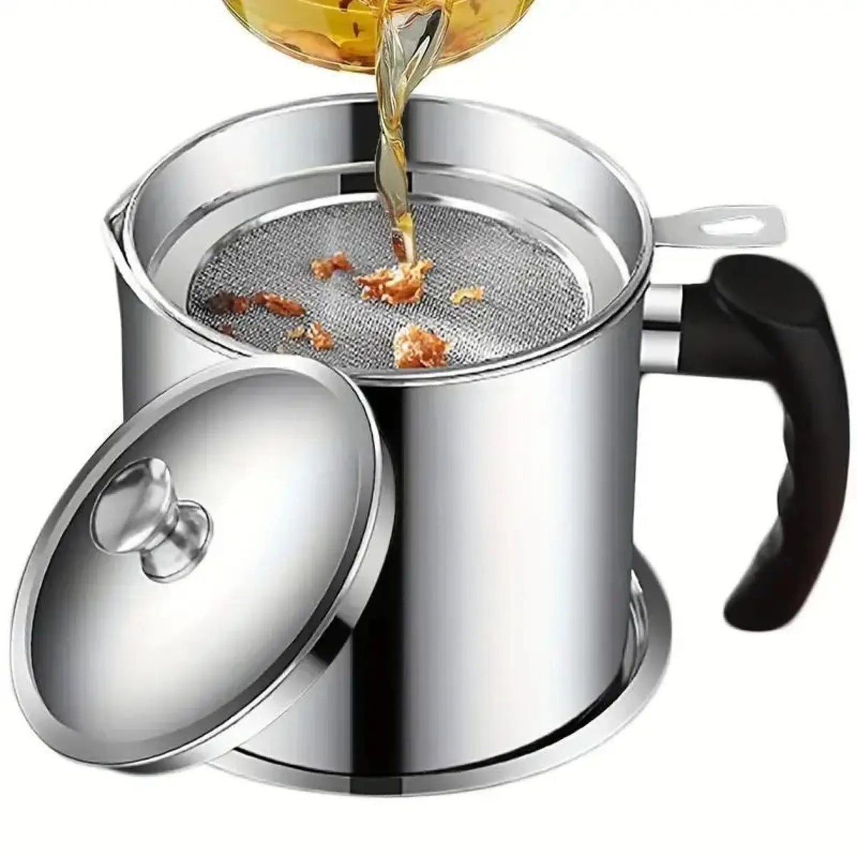 1 Count Modern Kitchen Oil Dispenser with Tray &amp; Lid,Stainless Steel Oil Pot with Filter,Bacon Grease Container, Cooking Oil Can, Kitchenware, Utensils, Kitchen Gadgets