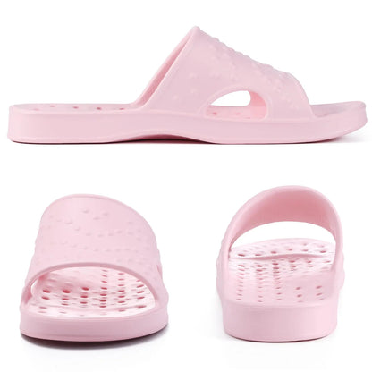【Back to School Shevalues Quick Drying Shower Shoes for Women Men with Arch Support | Lightweight Pool Slides with Drain Holes Comfortable Beach Slipper Sandals for Gym College Dorms